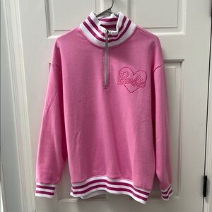 Pink Barbie Quarter-Zip Sweatshirt Womens Large